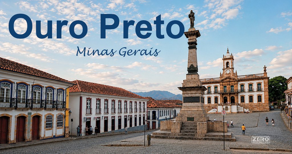 Centro histórico de Ouro Preto, Minas Gerais, com a Praça Tiradentes e edifícios históricos