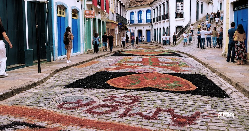 Tapetes de Corpus Christi nas ruas históricas de Ouro Preto